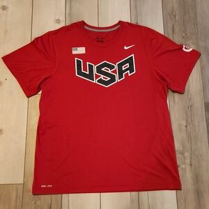 Mens Nike DriFIT USA 2012 Olympic Team Apparel Vintage Large T Shirt Red/ White